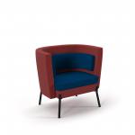 Tilly single seater low back sofa - maturity blue seat and back with extent red sofa body TY-LBS1-MB-ER