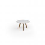 Unity coffee table 800 dia with solid oak leg in white UCC8-WH