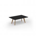 Unity coffee table 1200w x 800d with 4x solid oak legs, top in black UCR128-BK