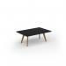 Unity coffee table 1200w x 800d with 4x solid oak legs, top in black UCR128-BK
