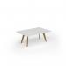 Unity coffee table 1200w x 800d with 4x solid oak legs, top in white UCR128-WH