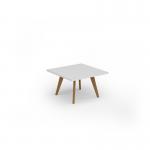 Unity coffee table 800w x 800d with 4x solid oak legs, top in white UCR88-WH
