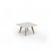 Unity coffee table 800w x 800d with 4x solid oak legs, top in white UCR88-WH