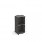 Universal cube storage unit 875mm high with 2 open boxes and glides - grey