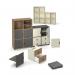 Universal cube storage unit 875mm high with 4 open boxes and glides - oak UCS2-2-KO