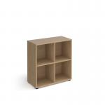Universal cube storage unit 875mm high with 4 open boxes and glides - oak