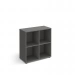 Universal cube storage unit 875mm high with 4 open boxes and glides - grey