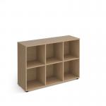 Universal cube storage unit 875mm high with 6 open boxes and glides - oak