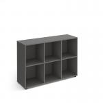Universal cube storage unit 875mm high with 6 open boxes and glides - grey