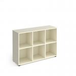 Universal cube storage unit 875mm high with 6 open boxes and glides - white