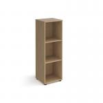 Universal cube storage unit 1295mm high with 3 open boxes and glides - oak