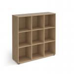Universal cube storage unit 1295mm high with 9 open boxes and glides - oak