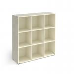 Universal cube storage unit 1295mm high with 9 open boxes and glides - white