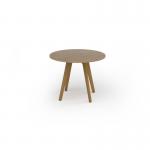 Unity circular dining table 1000 dia with solid oak leg in kendal oak UDC10-KO