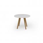 Unity circular dining table 1000 dia with solid oak leg in white UDC10-WH