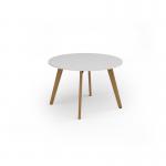 Unity circular dining table 1200 dia with solid oak leg in white UDC12-WH