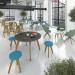 Unity circular dining table 1400 dia with solid oak leg in kendal oak UDC14-KO