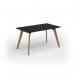 Unity dining table 1400w x 800d with 4x solid oak legs, top in black UDR148-BK