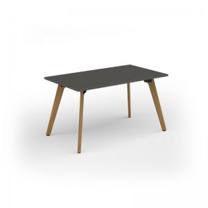 Unity dining table 1400w x 800d with 4x solid oak legs, top in onyx