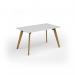 Unity dining table 1400w x 800d with 4x solid oak legs, top in white UDR148-WH