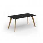 Unity dining table 1600w x 800d with 4x solid oak legs, top in black UDR168-BK