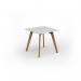 Unity dining table 800w x 800d with 4x solid oak legs, top in white UDR88-WH