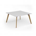 Unity worktable 1400w x 1400d with 4x solid oak legs, top in white UDW1414-WH