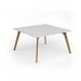 Unity worktable 1400w x 1400d with 4x solid oak legs, top in white UDW1414-WH