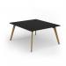 Unity worktable 1400w x 1600d with 4x solid oak legs, top in black UDW1416-BK