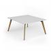 Unity worktable 1400w x 1600d with 4x solid oak legs, top in white UDW1416-WH