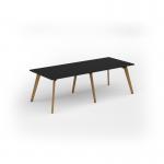 Unity worktable 2400w x 1000d with 4x solid oak legs, top in black UDW2410-BK