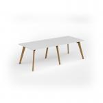 Unity worktable 2400w x 1000d with 4x solid oak legs, top in white UDW2410-WH