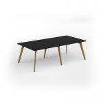 Unity worktable 2400w x 1200d with 4x solid oak legs, top in black UDW2412-BK