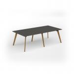 Unity worktable 2400w x 1200d with 4x solid oak legs, top in onyx grey UDW2412-OG