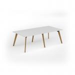 Unity worktable 2400w x 1200d with 4x solid oak legs, top in white UDW2412-WH