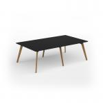 Unity worktable 2400w x 1400d with 4x solid oak legs, top in black UDW2414-BK