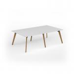 Unity worktable 2400w x 1400d with 4x solid oak legs, top in white UDW2414-WH