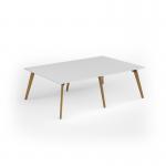 Unity worktable 2400w x 1600d with 4x solid oak legs, top in white UDW2416-WH