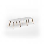 Unity worktable 3000w x 1000d with 4x solid oak legs, top in white UDW3010-WH