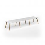 Unity worktable 4200w x 1000d with 4x solid oak legs, top in white UDW4210-WH