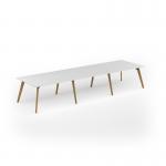 Unity worktable 4200w x 1200d with 4x solid oak legs, top in white UDW4212-WH