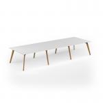 Unity worktable 4200w x 1400d with 4x solid oak legs, top in white UDW4214-WH