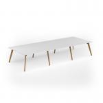 Unity worktable 4200w x 1600d with 4x solid oak legs, top in white UDW4216-WH