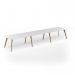 Unity worktable 4800w x 1000d with 4x solid oak legs, top in white UDW4810-WH