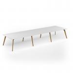 Unity worktable 4800w x 1400d with 4x solid oak legs, top in white UDW4814-WH