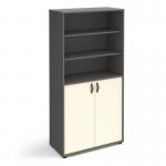 Universal combination unit with open top 1715mm high with shelves - grey with white doors
