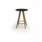 Unity circular poseur table 800 dia with solid oak leg in black UPC8-BK