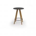 Unity circular poseur table 800 dia with solid oak leg in onyx grey UPC8-OG