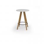 Unity circular poseur table 800 dia with solid oak leg in white UPC8-WH