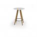 Unity circular poseur table 800 dia with solid oak leg in white UPC8-WH